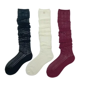 Women’s Openwork Knee High Sock Summer Thin Mid Calf Regular Solid Color Knitted Cuff Logo Casual for Daily Use