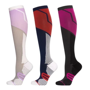 Women’s Outdoor Sports Compression Socks Nylon Spandex Cotton Material Long Tube Design Autumn Cycling Fitness Custom Logo