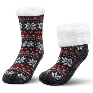 Women’s Over Knee Thermal Socks Cozy Warm Synthetic Material Christmas Winter Lounge Snow Black