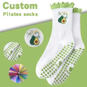 Women’s Pilates Sports Fitness Socks 100% Cotton Anti Slip Moisture Wicking Cartoon Tube Socks
