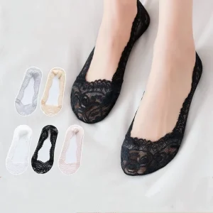 Women’s Silicone Non slip Invisible Socks Lace Breathable Socks