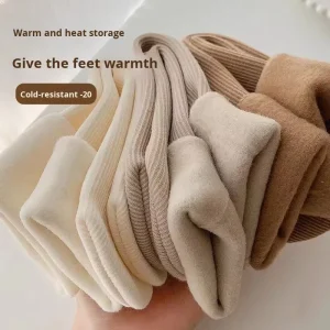 Women’s Snow Socks Autumn Winter Fleece Lined Anti Bacterial Thickened Warm Sleep Floor Stockings Socks