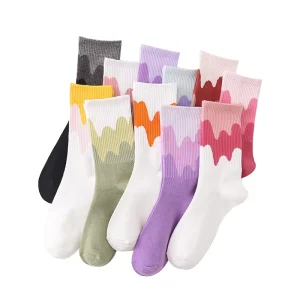 Women’s Socks Cute Gradient Floral Cartoon Breathable Cotton Material Knitted Crew One Fits All for Autumn Winter Cuff