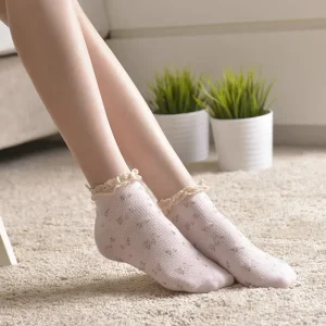 Womens Socks Ruffle Low Cut Casual Socks Knit Cotton Breathable Cute Lace Ankle Socks for Girls