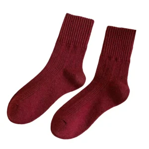 Women’s Socks Winter New Solid Color High Cloth Thickened Warm Mid-leg Socks Casual Fashion Women’s Crew Neck Socks