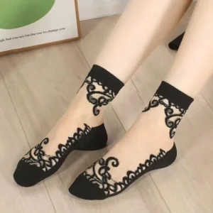 Women’s Socks With Mid Length Cotton Bottom Summer Thin Style Lace Wear resistant Breathable Non slip