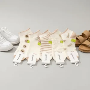 Women’s Soft Breathable Cotton Crew Socks with Custom Logo & Striped Patterns All-Match for Sports & Daily Use