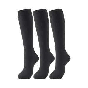 Women’s Soft Combed Knee High Dress Socks Seamless Toe Autumn Casual Anti-Bacterial in Black White Gray Navy Blue Brown-Crew