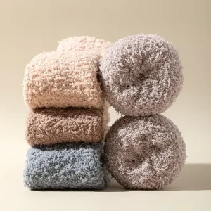 Women’s Soft Coral Fleece Knitted House Slipper Socks Anti Skid Winter With Custom Logo Cozy Thermal Design Made In China