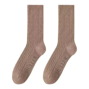 Women’s Spandex/Wool Eco-Friendly Cable Knit Crew Socks Luxury Soft Warm Autumn Daily Use Body Logo Socks