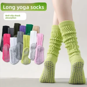 Women’s Sports Socks Pilates Yoga Dance Fitness Anti Slip Breathable Knitted Spring Calf Knee High Socks for Children Youth
