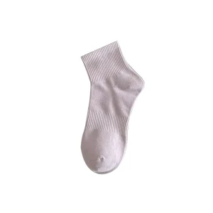 Women’s Spring Autumn Cotton Mid-Calf Socks Odor-Resistant Antibacterial Sports White Solid Knitted Short Socks
