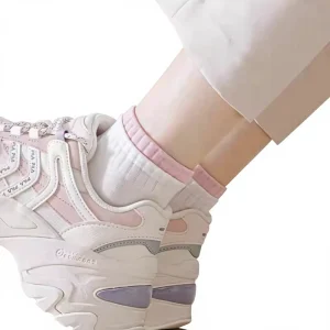 Women’s Spring Summer Ankle Socks Sweat Absorbent Breathable Double Ribbed Solid Color Low Top Instagrammable Trendy