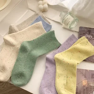 Women’s Spring Summer Cotton Socks Candy Colors Comfortable Ins Fashion Girls Slouch Socks