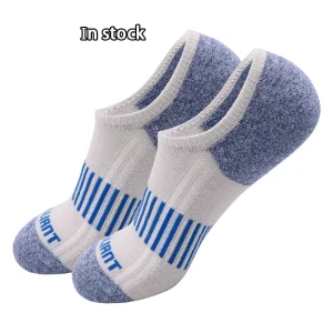 Women’s Striped Cotton Athletic Running Socks Terry Padded Ankle Knitted Custom Logo Gym Sport Socks for Autumn Digital