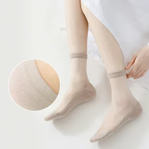 Women’s Summer Breathable Solid Color Cotton Knitted Ankle Casual Socks Boneless Toe Simple