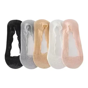 Women’s Summer Lace No Show Socks Anti Slip Breathable Invisible Mesh No Show Ice Silk Solid Boat Socks