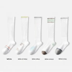 Women’s Summer Sports Compression Socks Seamless Polyester Breathable Over Knee Calf Sleeves for Badminton & Tennis Fitness
