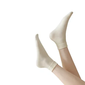 Women’s Summer Thin Mid Calf Casual Socks Pure Cotton Breathable Sweat Absorbent Solid Color All Match Loose Top Seamless