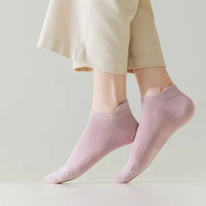 Women’s Summer Thin Sports Simple Solid Colored Sweat Absorbent Bamboo Cotton Seamless Ankle Socks