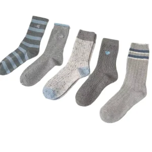 Women’s Super Versatile Simple Style Cotton Socks Gray Series Spring Summer Winter Warm Comfortable Mid-Calf Fashion Knitted
