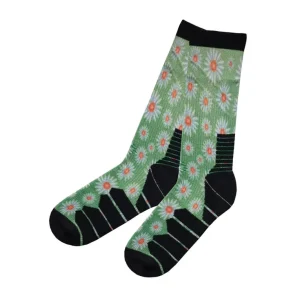 Women’s Thermal Wool Socks Thick Merino Winter Crew Mid-Calf with Floral Design Warm Cozy