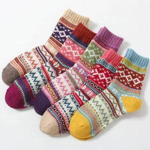 Women’s Thick Crew Wool Socks Sweat Absorbent Breathable Autumn Daily Use