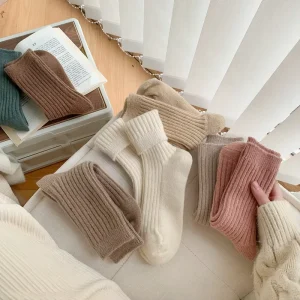 Women’s Thickened Cashmere Mid Calf Thermo Wool Stacking Socks Sport Casual Socks