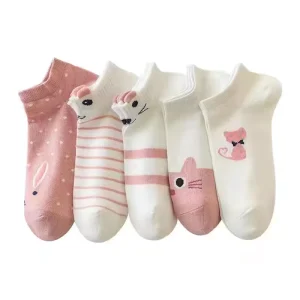 Women’s Thin Boat Cotton Ankle Pink Socks