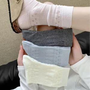 Women’s Thin Style Mid-calf Socks Summer New Style Women’s Socks Pure Color Open-weave Cotton Socks Spring and Summer