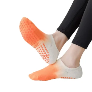 Women’s Tie Dye Grip Yoga Ankle Socks Non Slip Pilates Reformer Knitted with Custom Design Logo on Cuff and Bottom