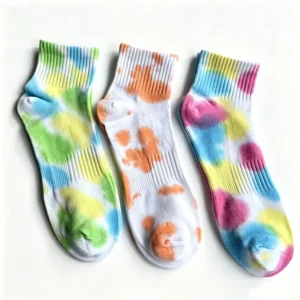 “Women’s Trendy Character Tie Dye Cotton Socks for Summer”