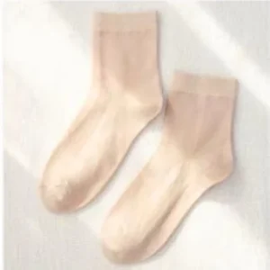 Women’s Trendy Thin Breathable Cotton Socks Spring INS Solid Color Hosiery