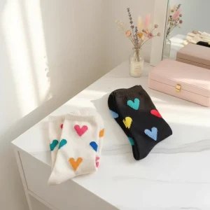 Women’s Vintage Fashion Anti Slip Crew Casual Socks Comfortable Colorful Striped Design One Size Fits Daily Knitted Breathable