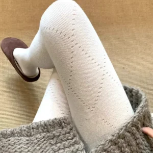 Women’s Warm Knee High Socks Casual Versatile Brown Leggings Mesh Thickened Knee High Socks Suitable for Autumn Winter