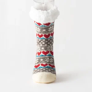 Women’s Winter Floor Socks Thick Fleece Lined Slipper Socks Anti Slip Function Indoor Use Snow Carpet Home Leg Warmers