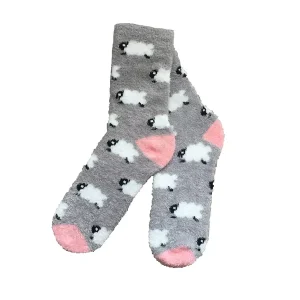 Women’s Winter Fuzzy Thick Jacquard Animal Print Crew Length Polyester Spandex Eco Friendly Thermal Socks Daily Anti Slip Home