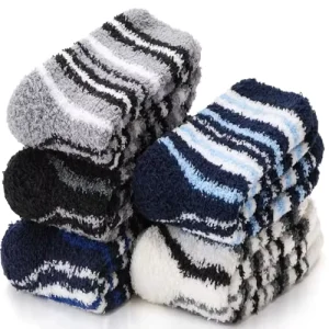 Women’s Winter Slipper Socks Ultra Plush Fuzzy Crew Socks with Non Slip Grips Thermal Warm House Socks for Cold Weather
