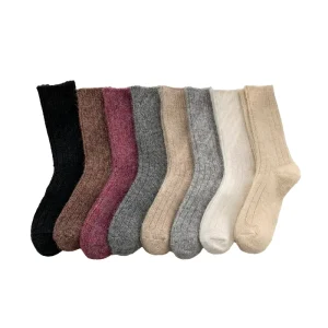 Women’s Winter Warm Wool Socks Custom Tube Fashionable Plain Crew for Daily Use Breathable Knitted Women’s Socks