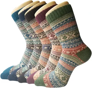 Women’s Wool Socks Thick Knit Vintage Winter Warm Cozy Crew Socks