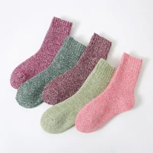 Women’s Yarn Dyed Terry Socks Cross Border Trade Autumn Winter Retro Color Thick Warm Ladies Socks
