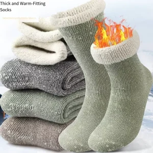 Wool Acrylic Crew Knitted Boot Socks Warm Thermal for Winter Daily Use Moisture Wicking Breathable Cozy