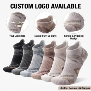 Wool Blend Mens Athletic Sports Socks Thermal Breathable Running Fitness Gym Socks High Elasticity Knit Crew Socks