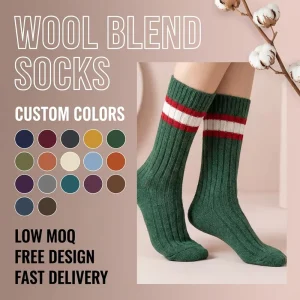 Wool Cotton Preppy Contrasting Color Wool Athletic Crew Socks Campus Style Golf Sports Socks