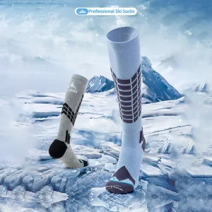 Wool Skiing Socks with Breathable Instep & Arch Support Band Compression Calf Custom Logo for Winter Snow Sports