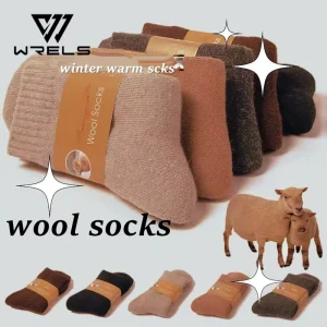 Wool Socks Thermal Fleece Wool Socks Elastic Windproof Comfortable Wool Socks Outdoor Cycling Moisture Wicking Wool Socks