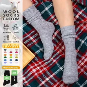 Wool Socks Women’s Winter Warm Wool Slouch Socks Solid Wool Snow Thermal Soft Socks Custom Slouch Casual Hiking Sox