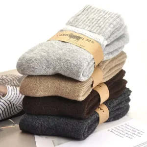 Wool Terry Socks High Performance Men’s Rib Cuff Full Cushion Terry Loop Lined Mid weight Lamb Wool Socks
