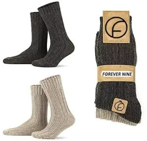 Wool Winter Socks Thick Thermal Crew for Men and Women with Logo on Cuff Bottom