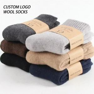 Woolen Cashmere Socks Women Thermal Winter Custom Logo Warm Thick Wool Socks Men